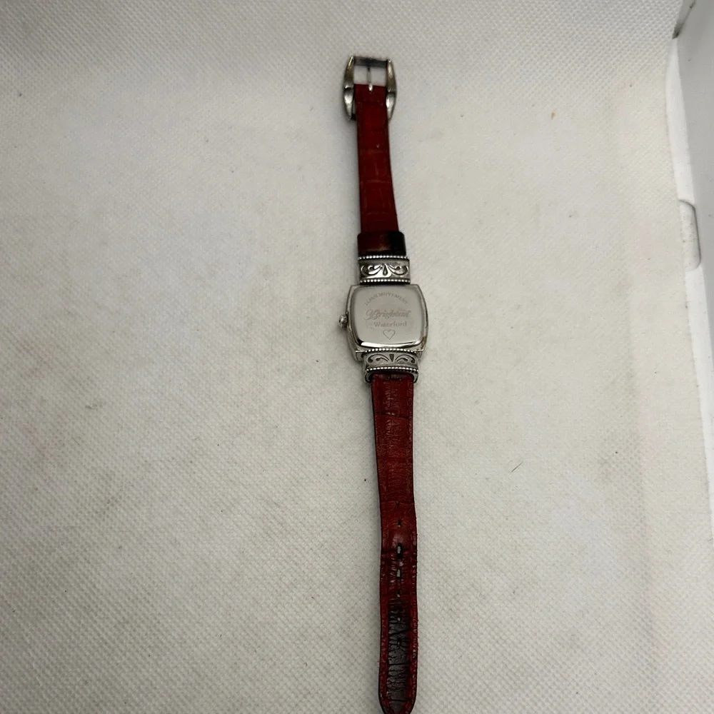 Brighton Silver Watch with Black Leather Strap